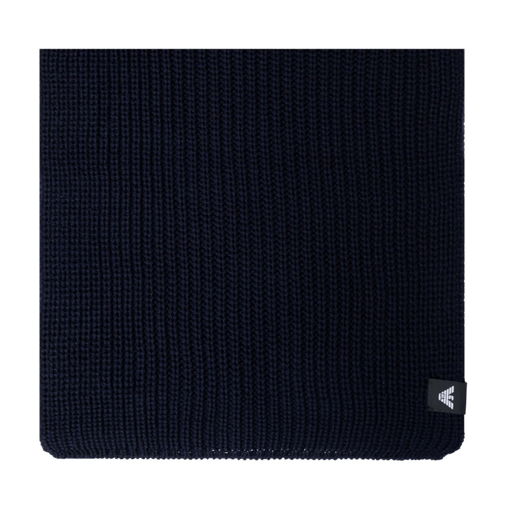 Emporio Armani Wollen sjaal met logembleem Blue Unisex