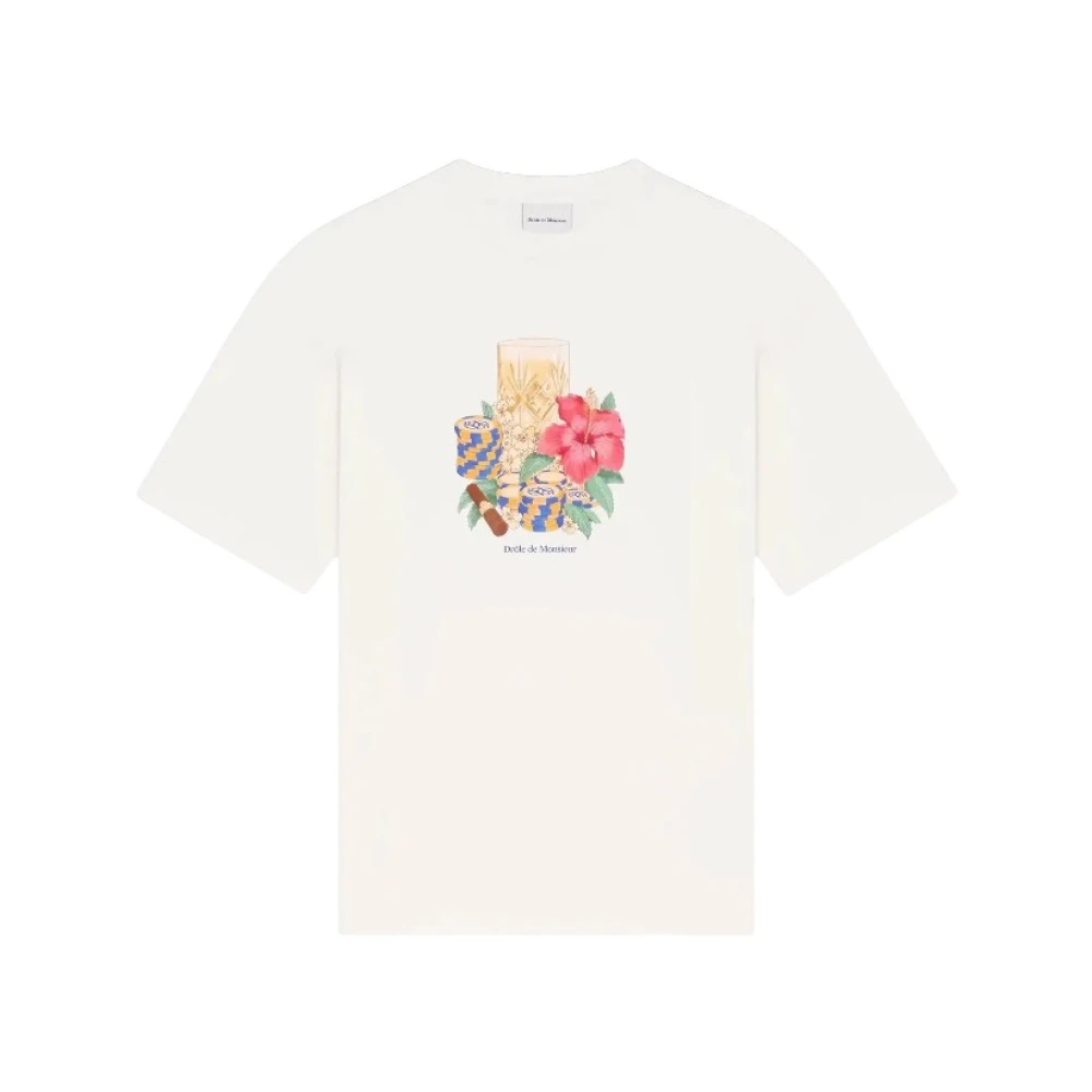 Drole De Monsieur Men's White T-Shirts, M, T-Shirt Hibiscus Club