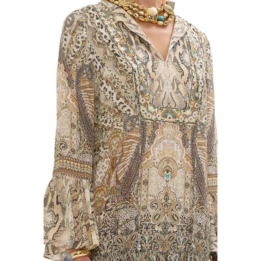 Camilla Luipaardprint Lange Mouwen Jurk Multicolor Dames