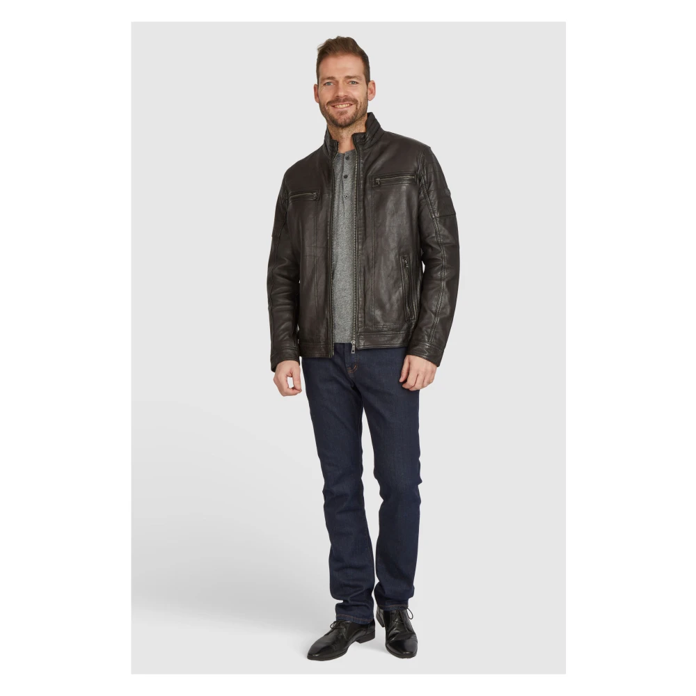 Bugatti Heren Leren Jas met Biker Stijl Black Heren