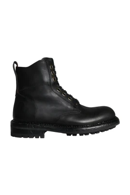 Svarta Läder High-Top Combat Boots