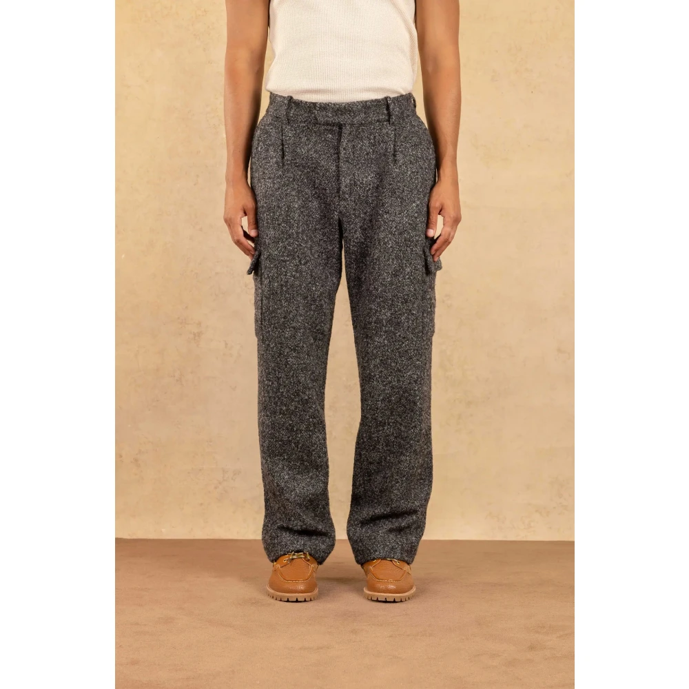 Drole de Monsieur Chiné Tweed Broek Gray Heren