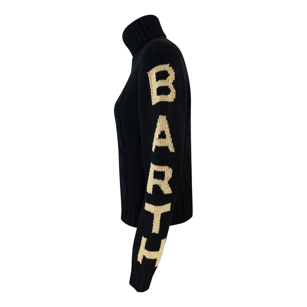 MC2 Saint Barth Zwarte Gebreide Trui Jacquard Print Black Dames