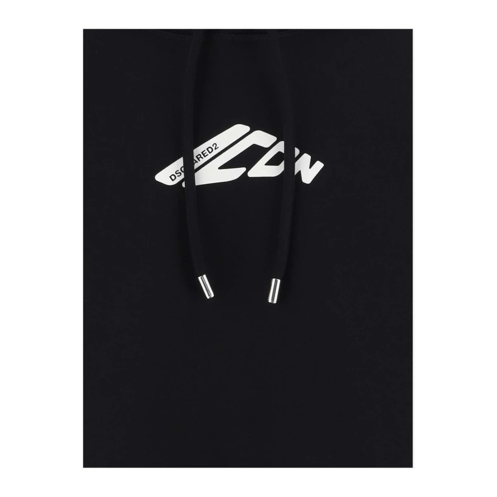 Dsquared2 Hoodie van katoenmix met trekkoord Black Heren