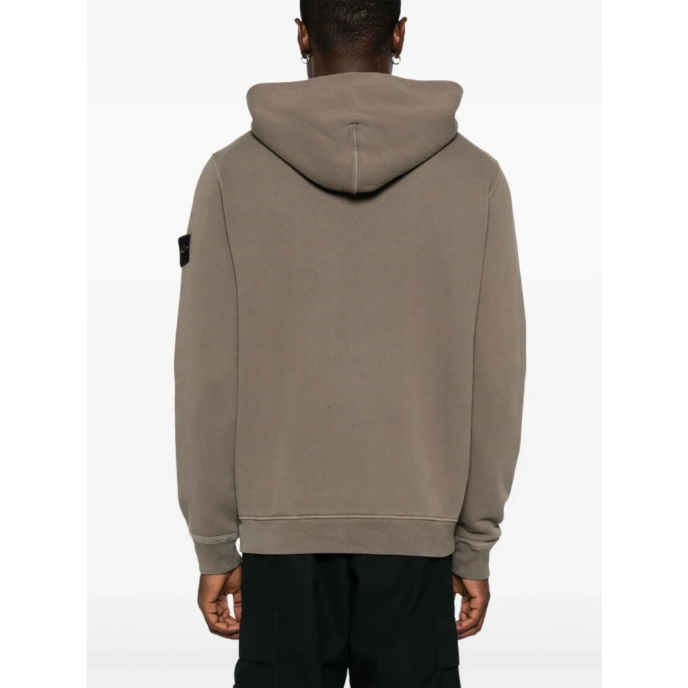 Stone Island Bruine Katoenen Jersey Hoodie Kangoeroezak Brown Heren