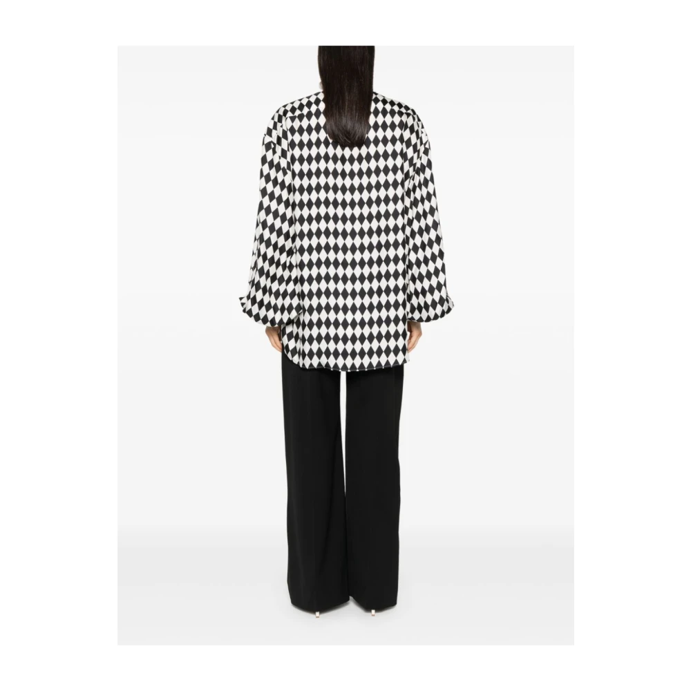 Balmain Diamantpatroon Zwart Wit Blouse Black Dames