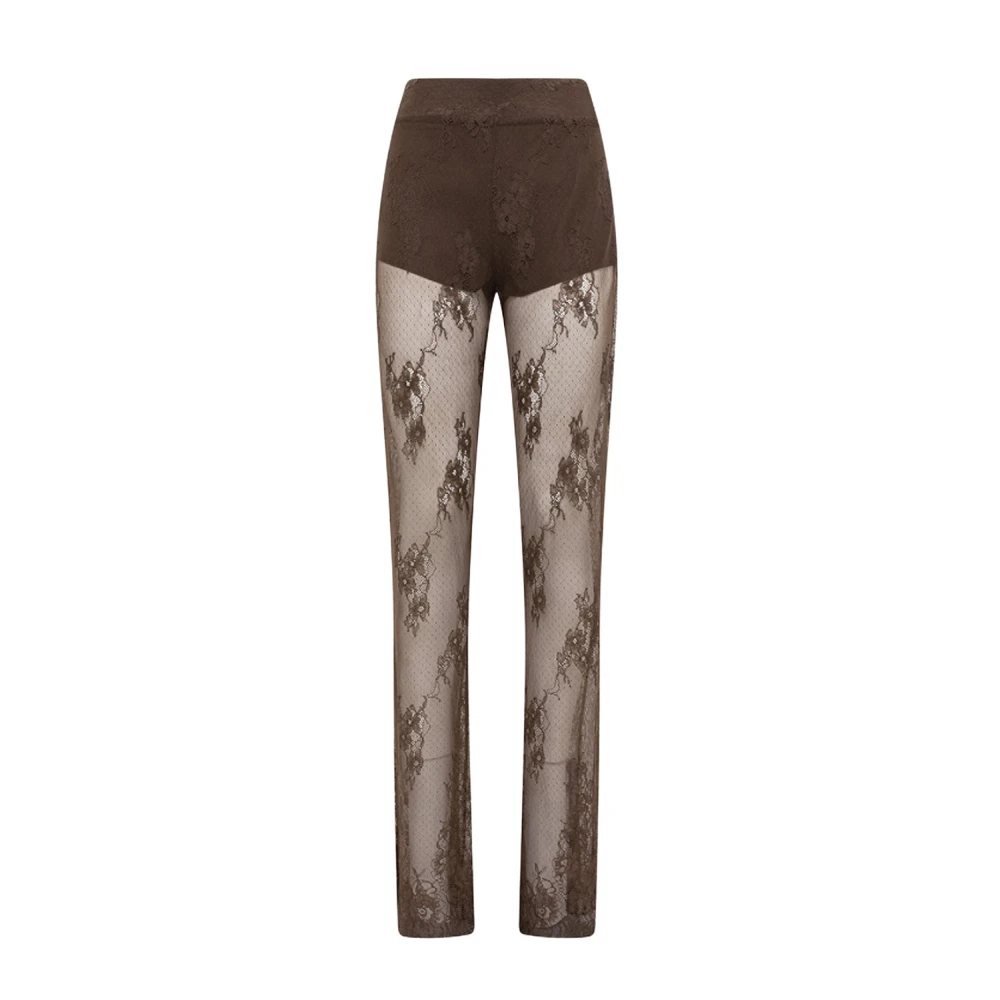 Blugirl Vrouw Bruin Broeken Dames, Xs, Nylon, Floral-Lace Broeken