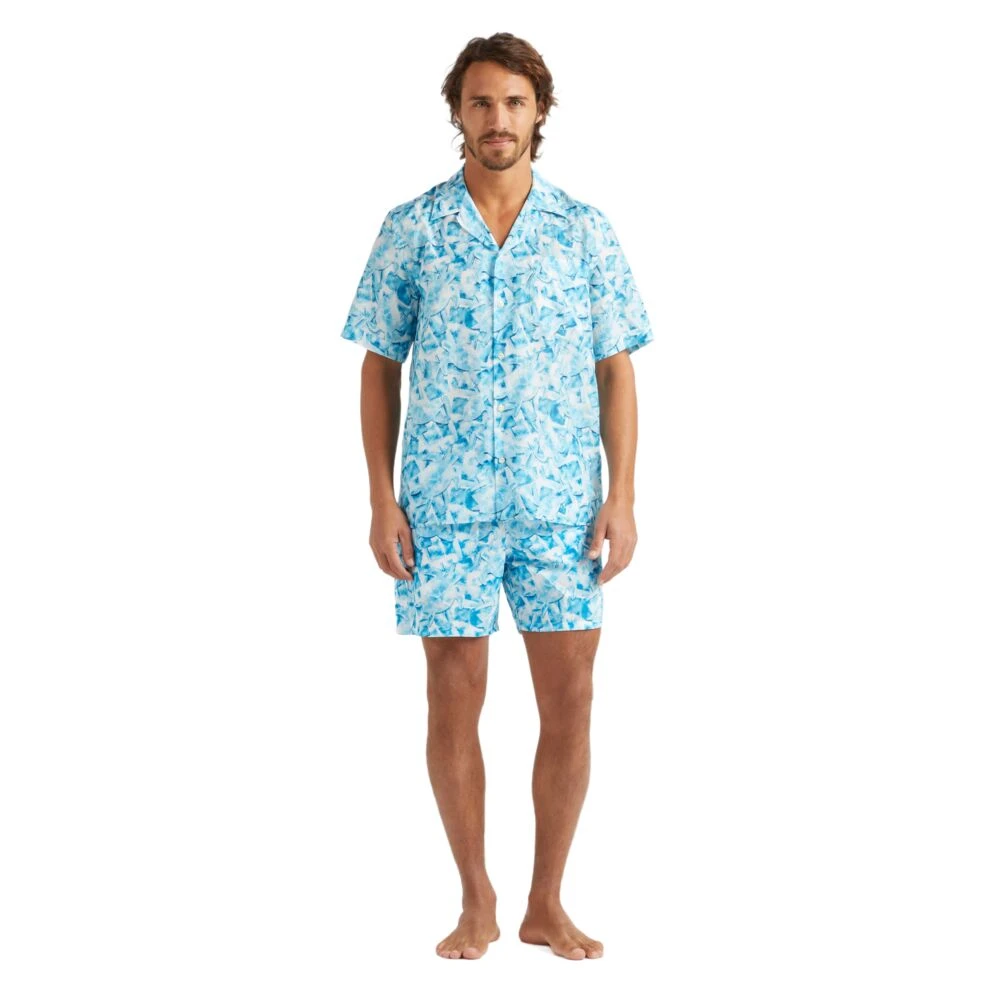 Vilebrequin Iced Turtles Bowling Shirt van Katoen en Zijde voor Heren Blue Heren