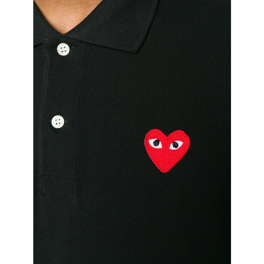 Comme des Garçons Play Zwart Play Poloshirt met Logo Borduursel Black Heren