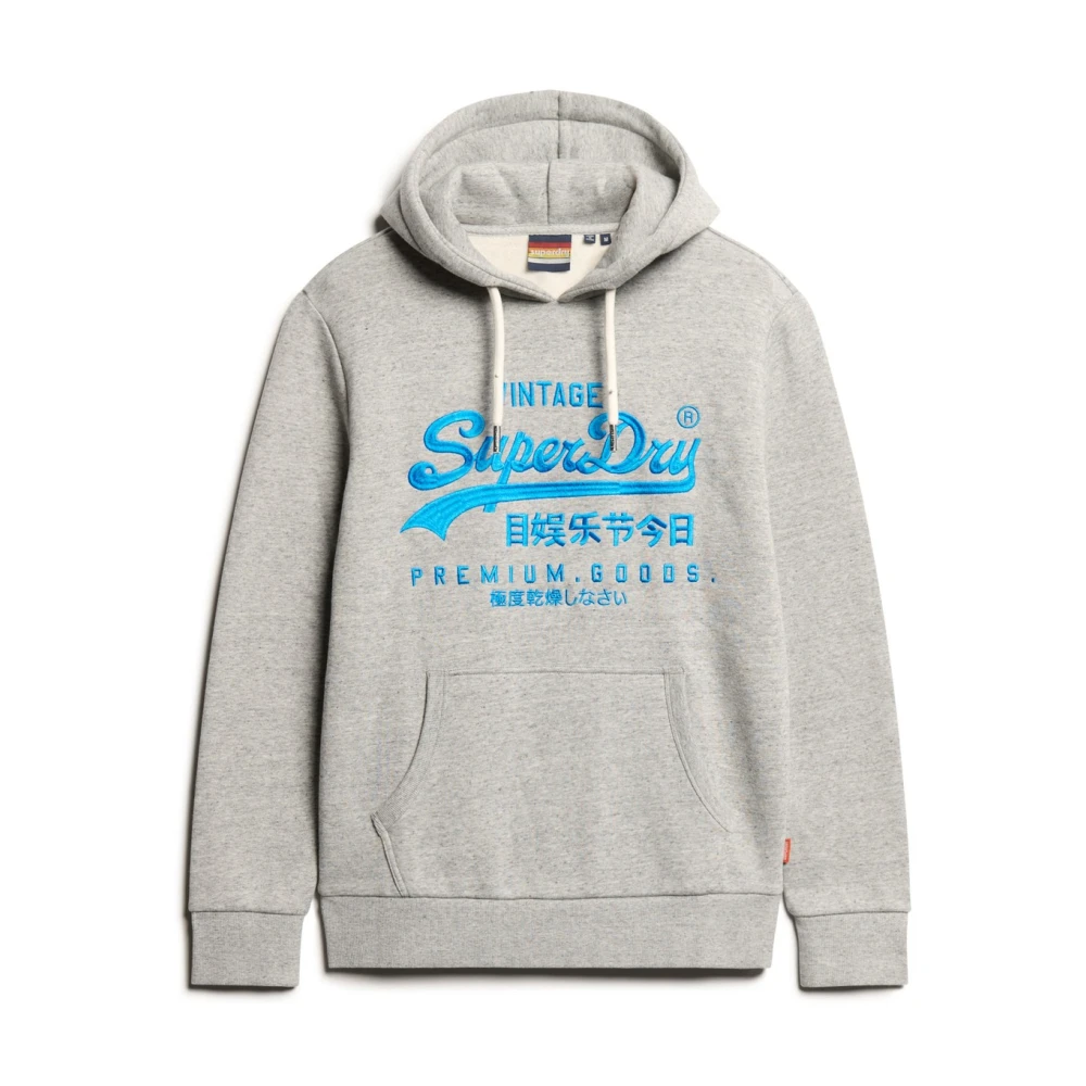 Superdry Men's Gray Hoodies, L, Neon Vl Graphic Hoodie In Grey