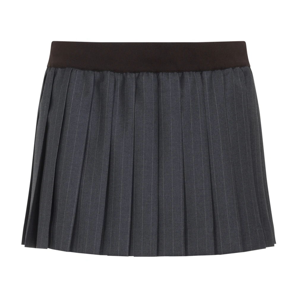 Miu Miu Grå Pinstripe Pleated Mini Skirt