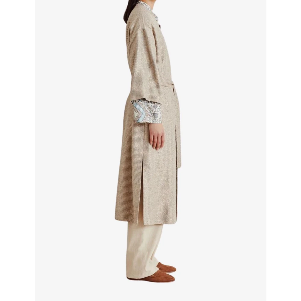 Momoni Lurex Jersey Overjas Brown Dames