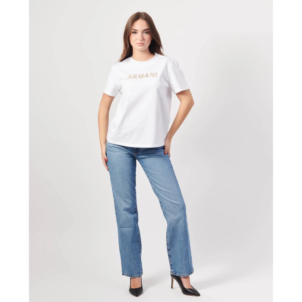 Armani Exchange Casual Ronde Hals T-shirt Wit White Dames
