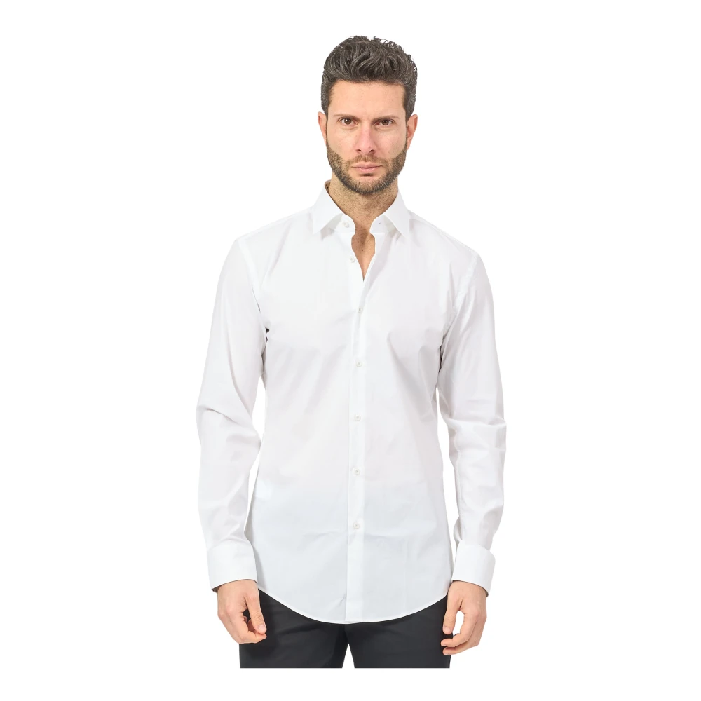 Hugo Boss Witte Slim Fit Overhemd met Lange Mouwen White Heren