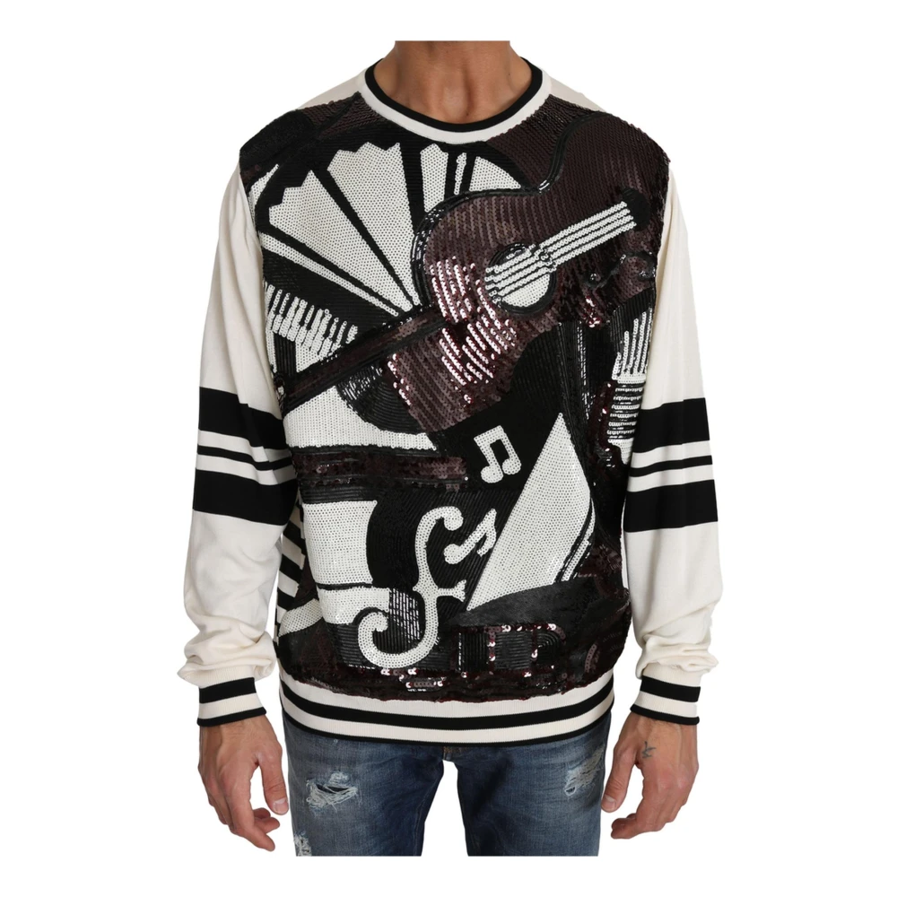 Dolce & Gabbana Men's Sequined Silk Jazz Guitar Sweater