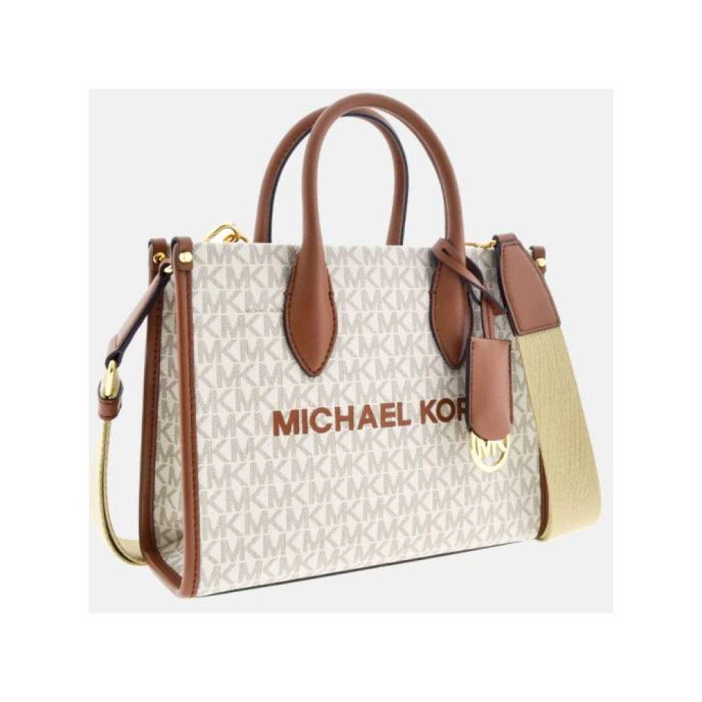 Michael Kors Vanilla Shoppingtas Mirella met Gouden Slot White Dames