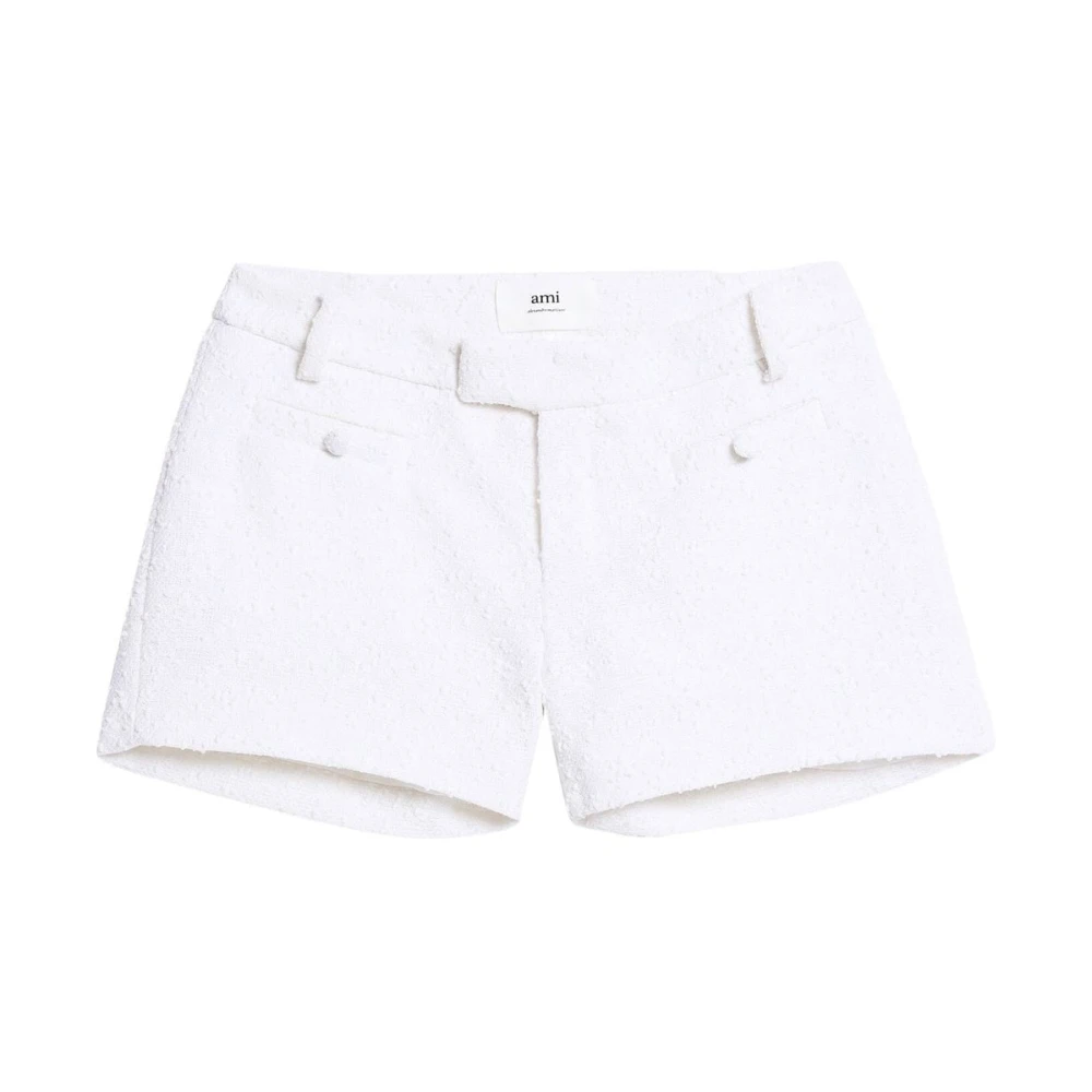 Ami Paris Casual Wool Mini Shorts i Vit White, Dam