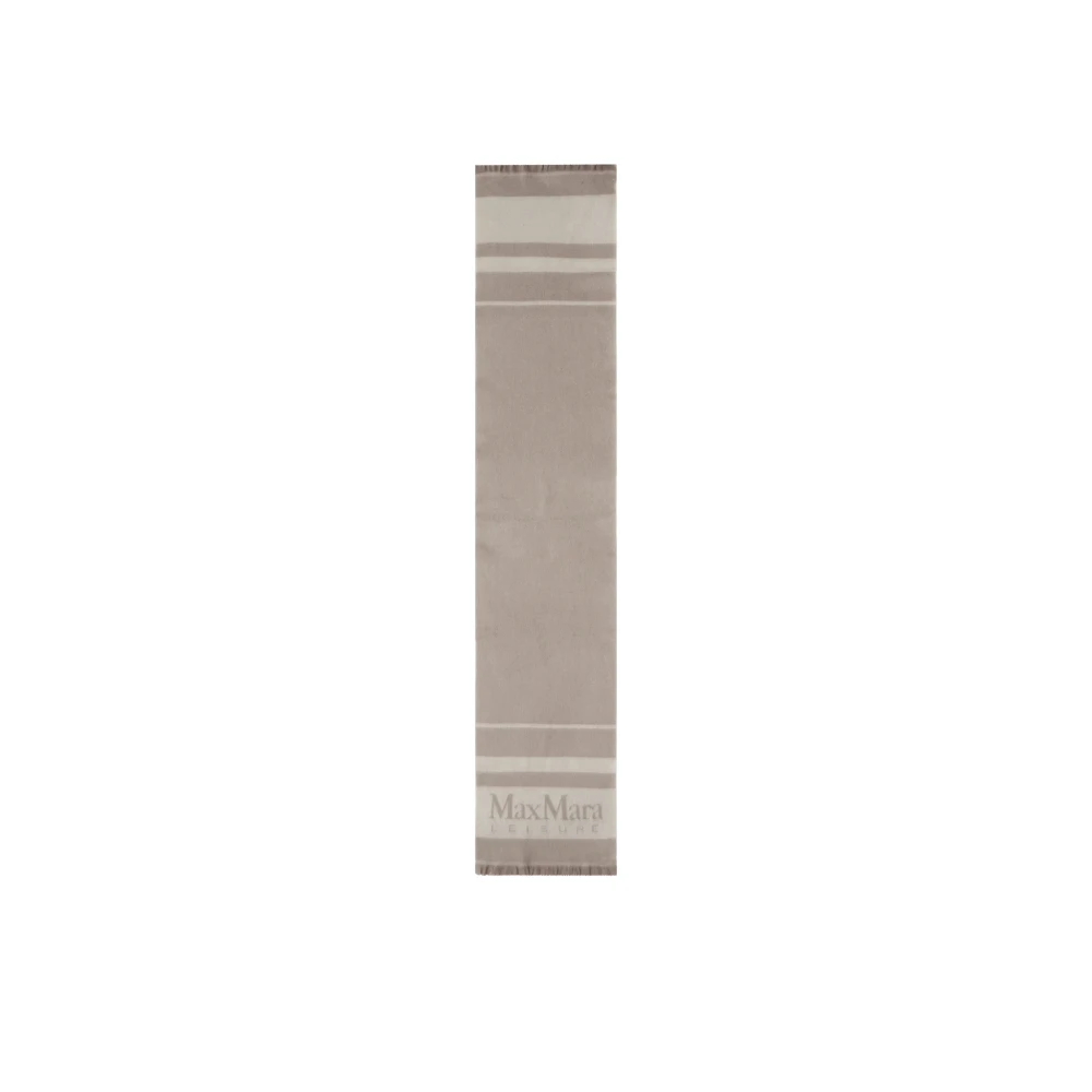 Max Mara Grijze Wol Logo Sjaal Gray Dames