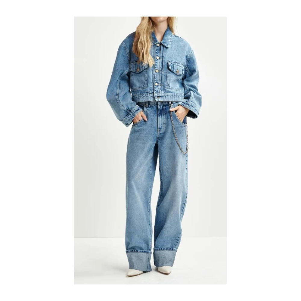 Essentiel Antwerp Korte Denimjas met Gouden Knopen Blue Dames