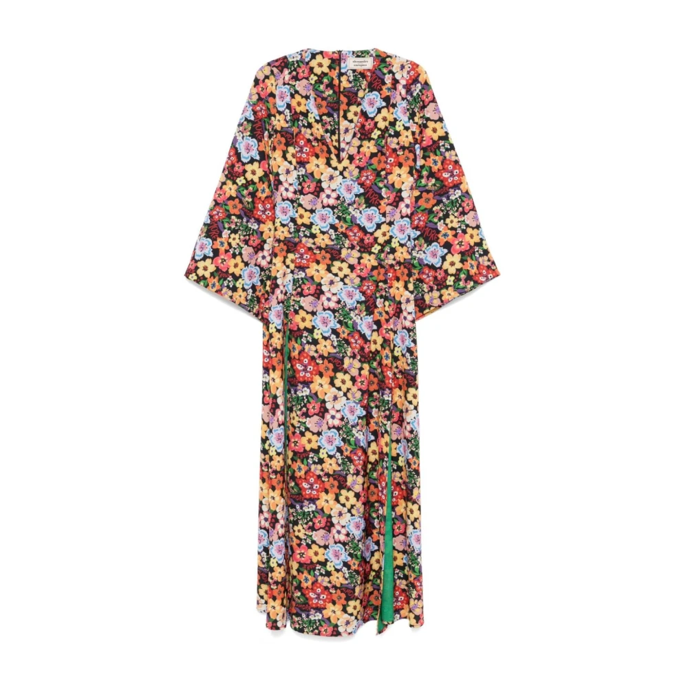 Alessandro Enriquez Bloemenprint V-hals Jurk met splitten Multicolor Dames
