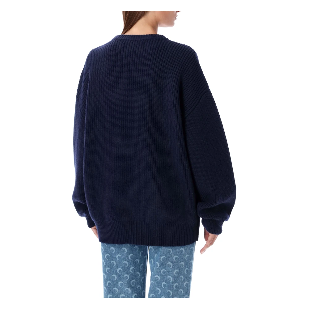 Marine Serre Visserstrui Navy Gebreide kleding Aw24 Blue Dames