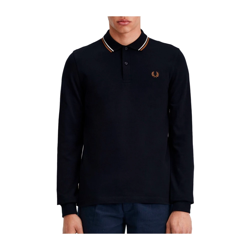 Fred Perry Gestreept Polo Shirt met Lange Mouwen Blue Heren