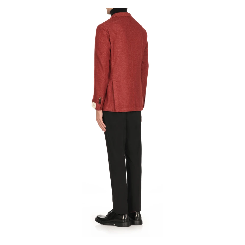 Lubiam Rode Wol Peak Revers Jas Red Heren