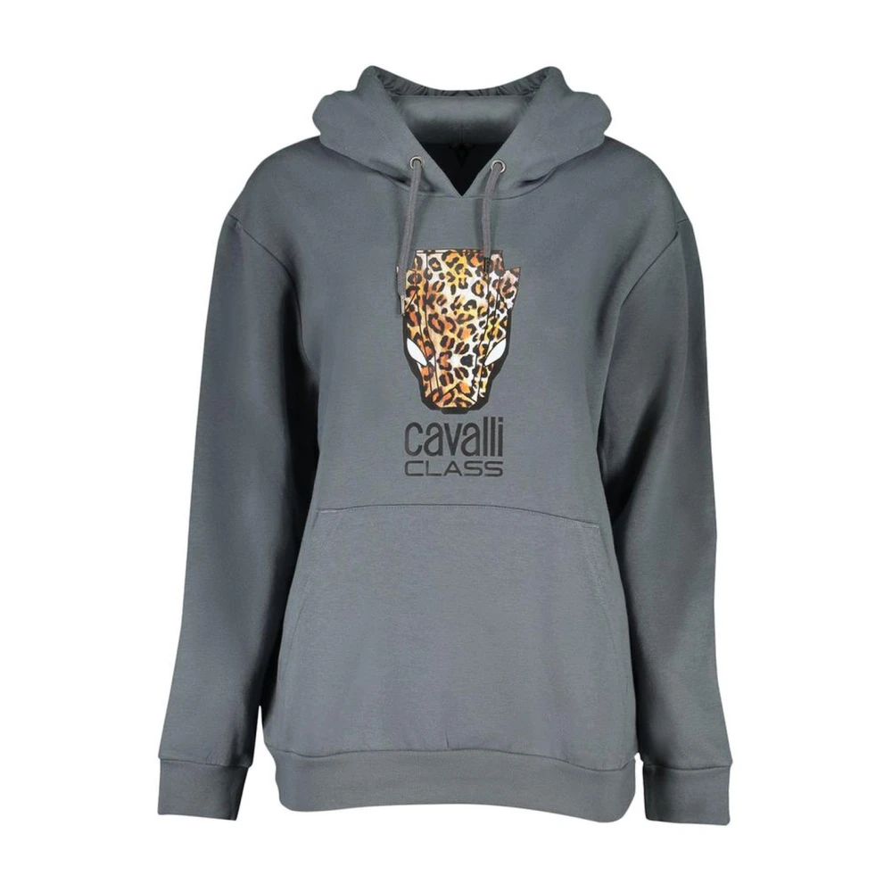 Cavalli Class Womens Gray Hoodies Cotton Jumper Large | Miinto