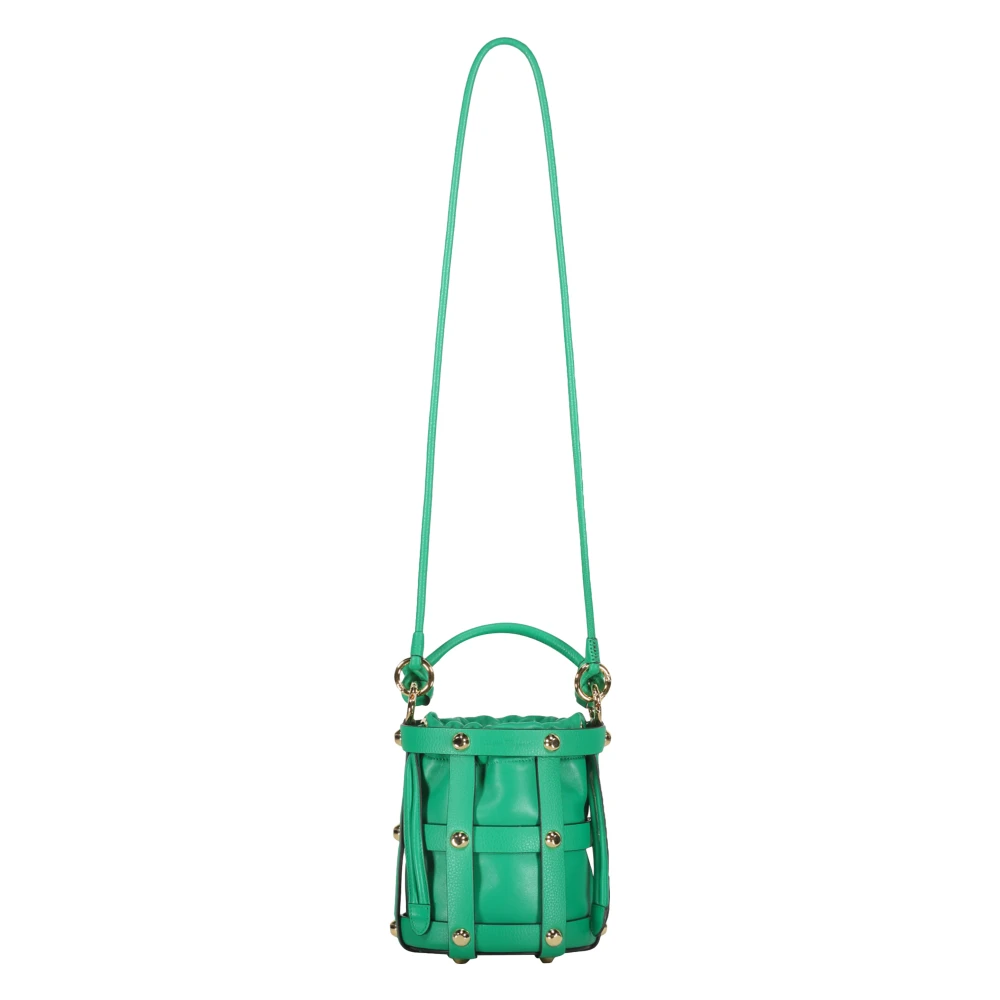 Salvatore Ferragamo Studded Leather Bucket Bag Green Dames