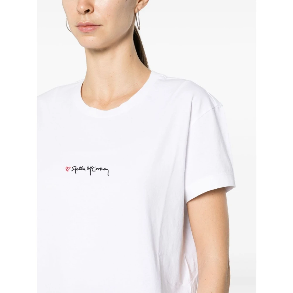 Stella Mccartney Geborduurde Logo T-shirts en Polos White Dames