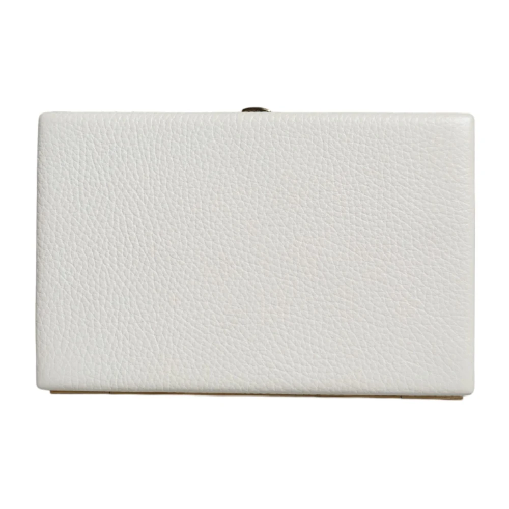 Dolce & Gabbana Gouden Frame Leren Clutch Tas White Dames