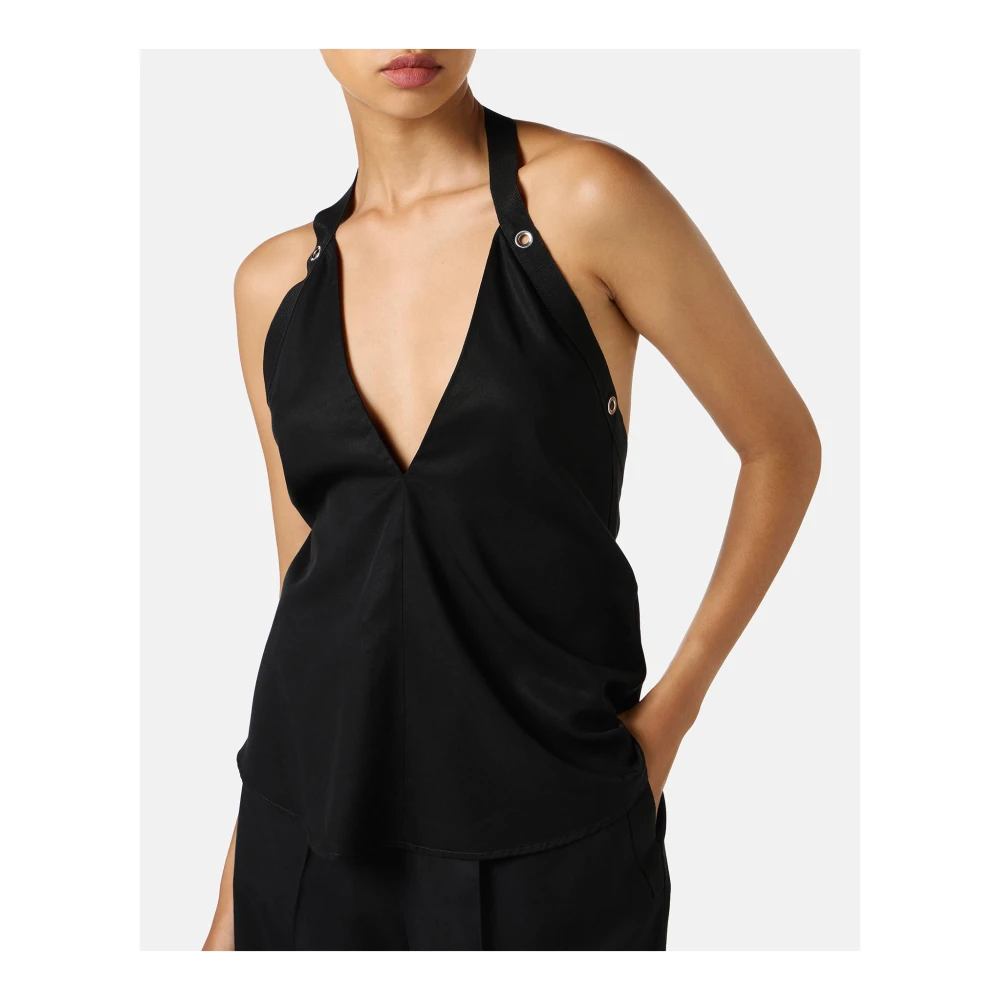 Iceberg Zwarte top nieuwe pasvorm in vloeibaar Tencel Black Dames