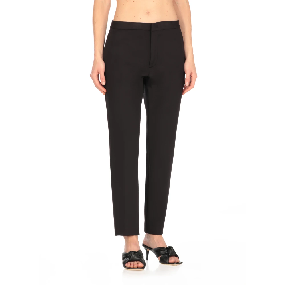 Fabiana Filippi Zwarte satijnen broek met zakken Black Dames