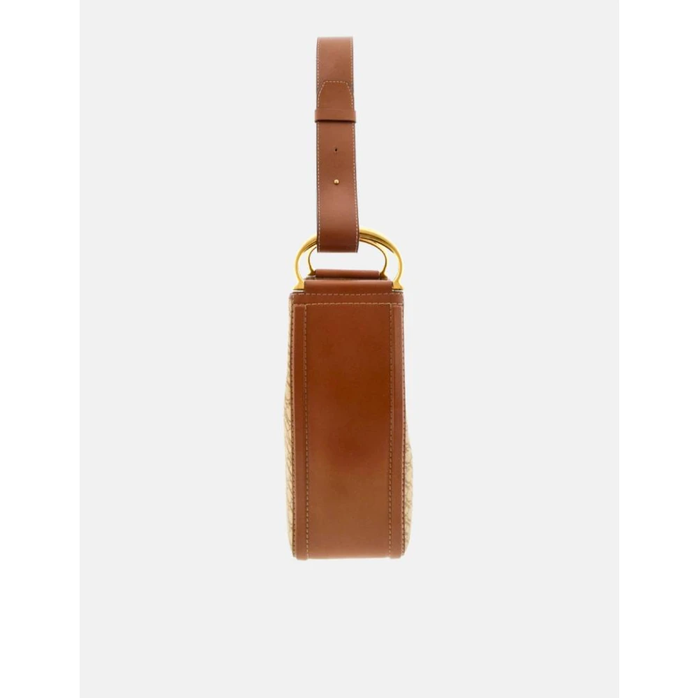 Carolina Herrera Hobo tas van canvas en leer met Insignia zegel Brown Dames
