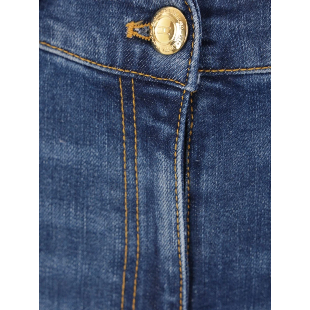 Elisabetta Franchi Indigo Blauwe Jeans met Knoopdetails Blue Dames
