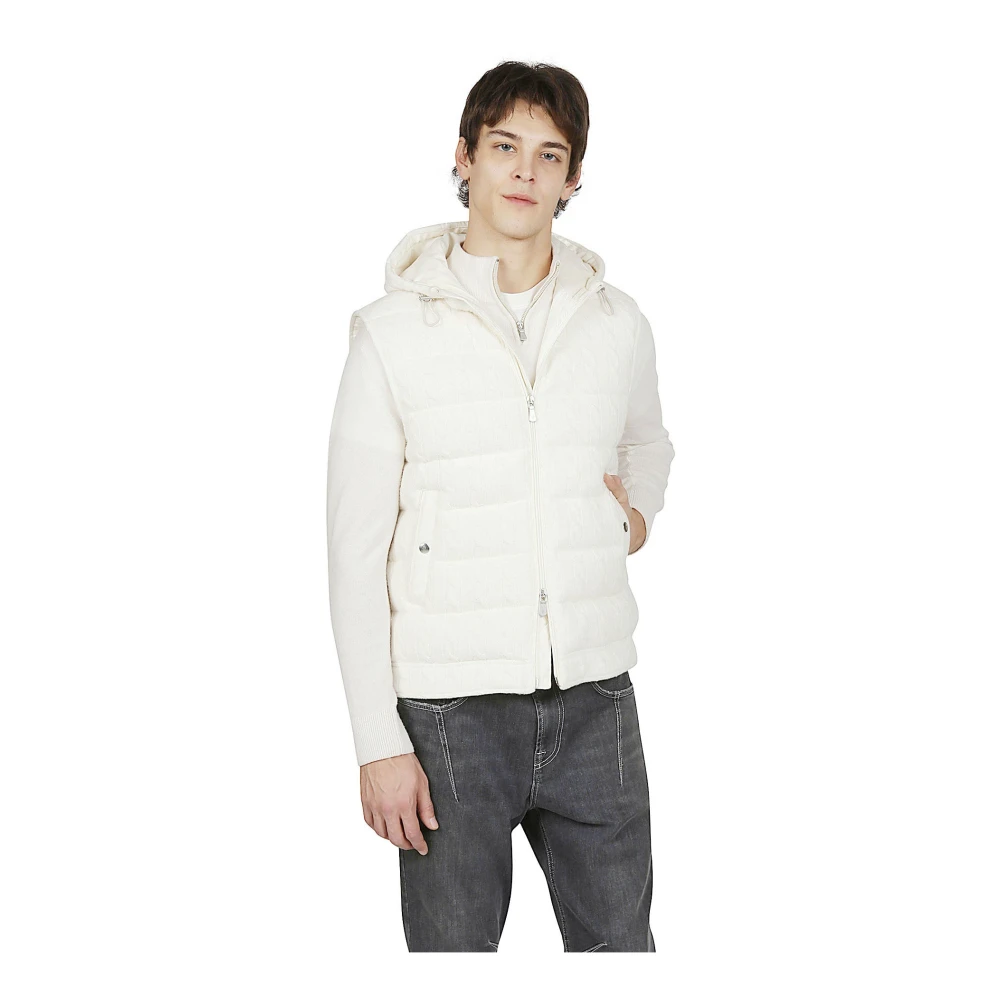 Eleventy Gebreid vest met capuchon White Heren