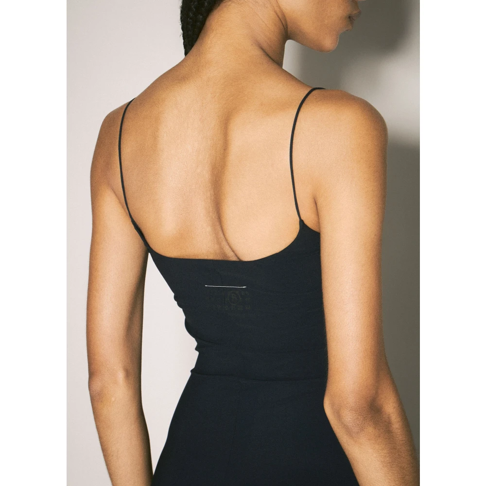MM6 Maison Margiela Signature Stitching Maxi Dress Black Dames