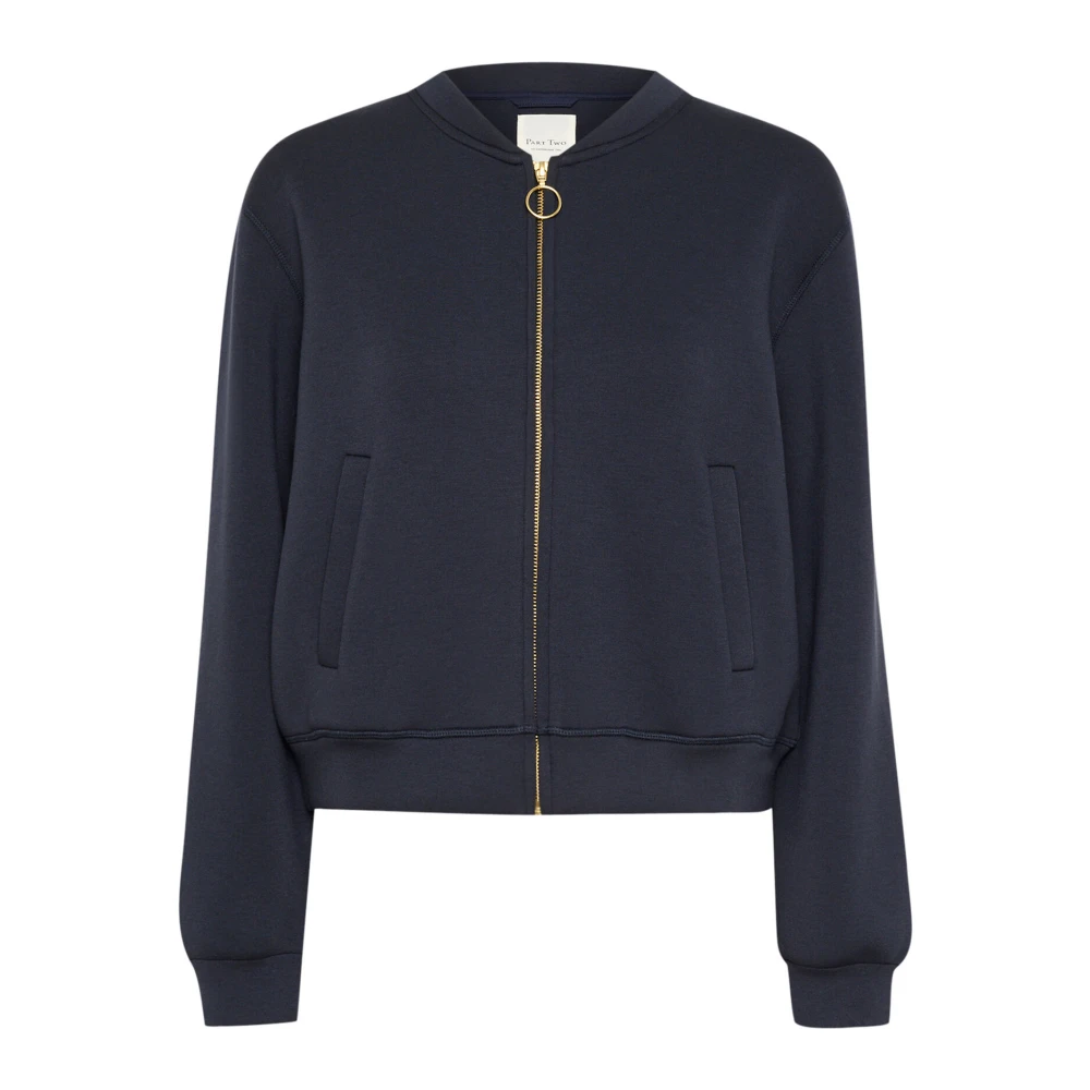 Part Two Navy Sweatshirt met Rits Blue Dames