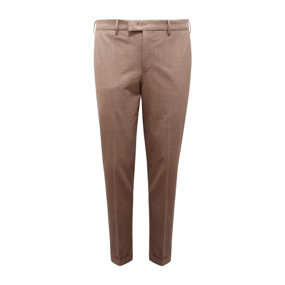 Pt01 Men's Brown Suit Trousers, Xl, Master Fit Wool Trousers