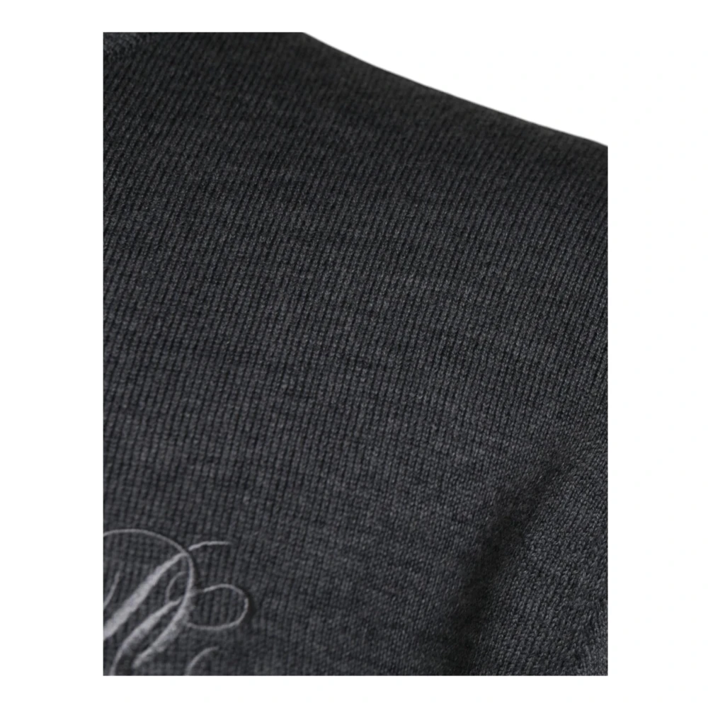 Dolce & Gabbana Donkergrijze Wollen Pullover Sweater Gray Heren