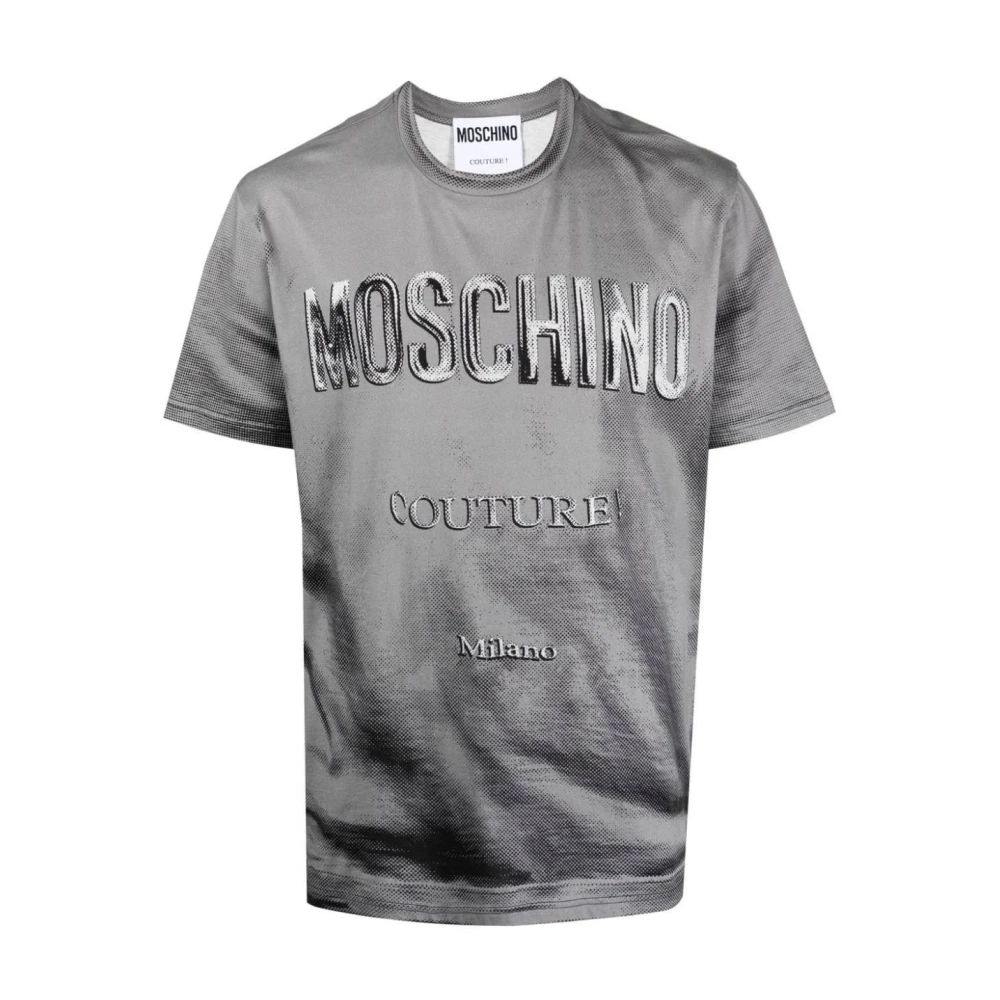 Moschino Logo Print Katoenen T-Shirt Gray Heren