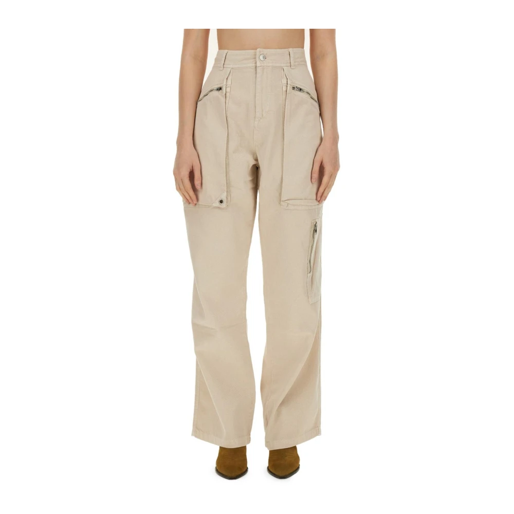 Isabel Marant Women's Beige Cargo Pants With Zipper Detail