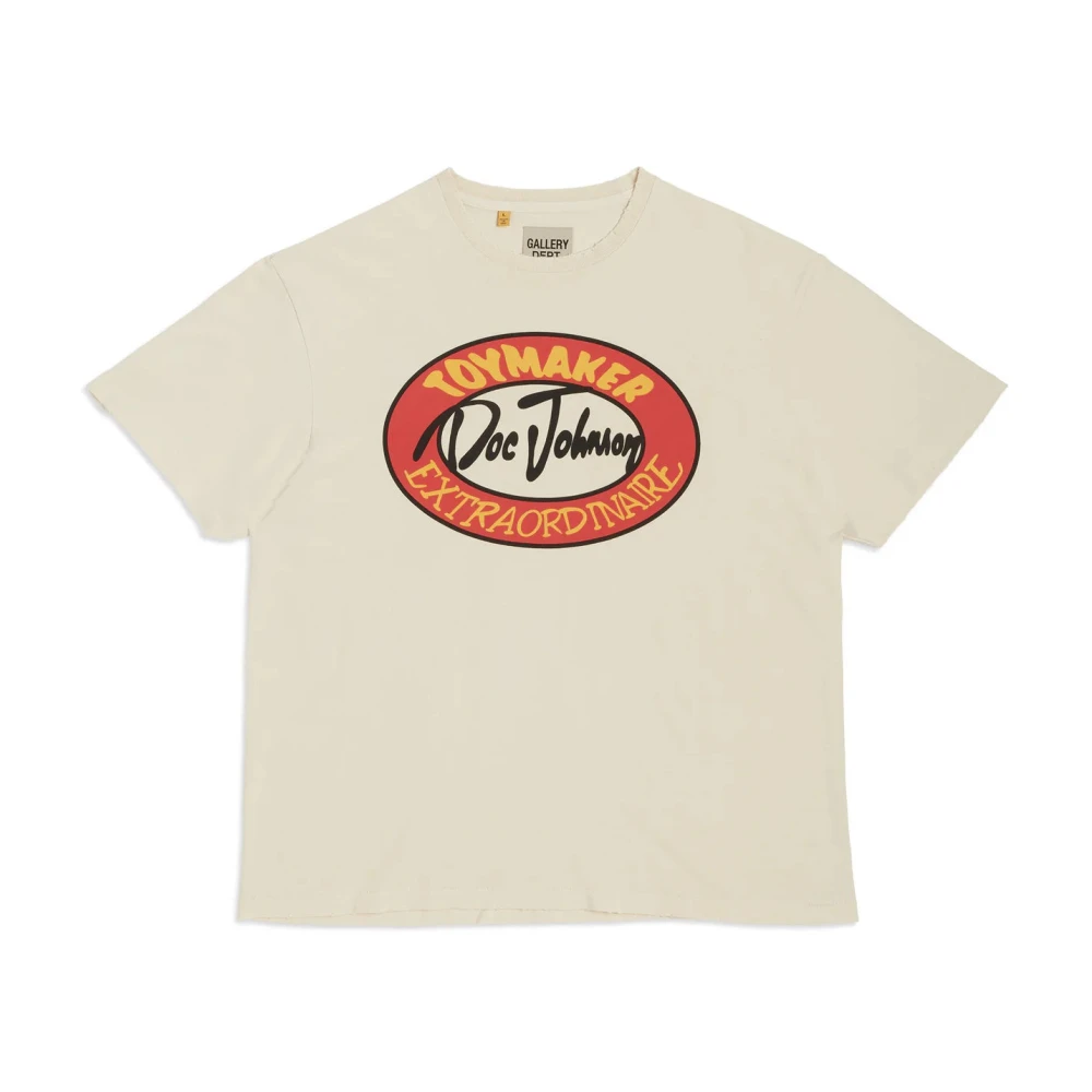 Gallery Dept. Vintage Print T-shirt met Glittery Logo Beige Heren
