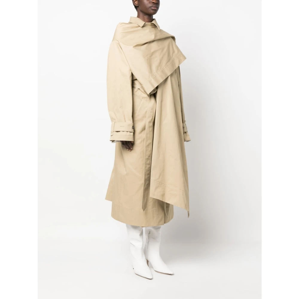 Quira Beige Katoenen Trenchcoat met Oversized Fit Beige Dames