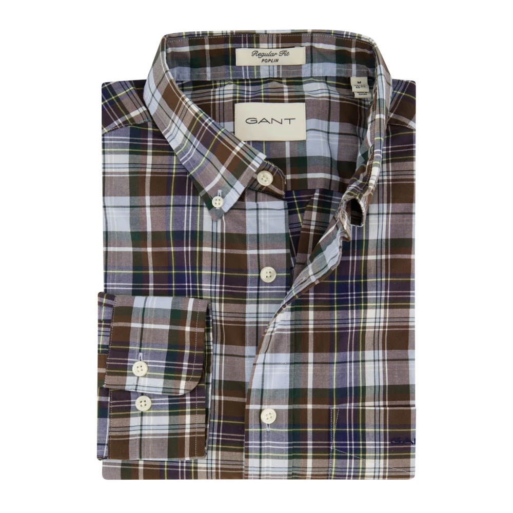 Gant Bruin Geruit Casual Herenoverhemd Brown Heren