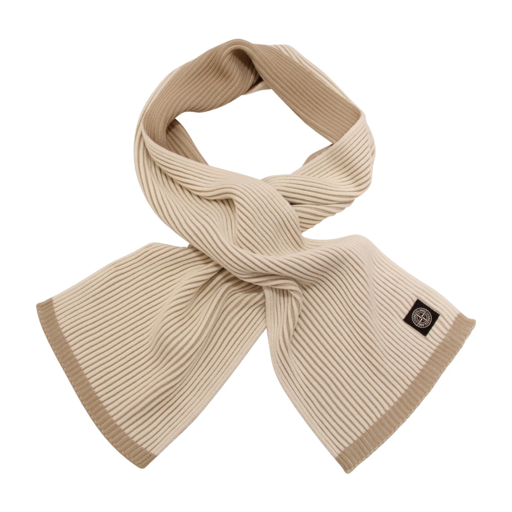 Stone Island Beige Winter Scarves, Male, One Size, Vanisé Full Rib Wool Scarf