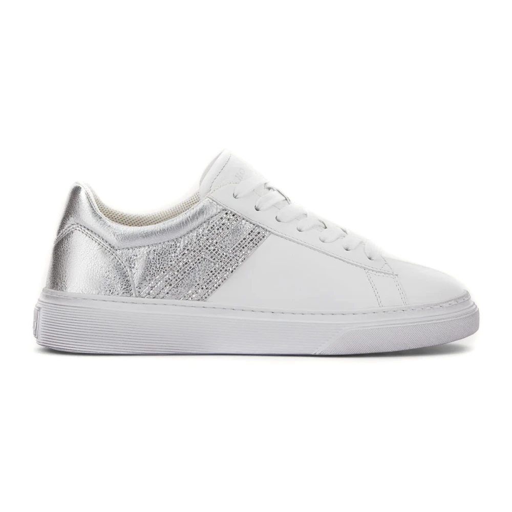 Hogan Witte Leren Sneakers met Glitterdetail White Dames