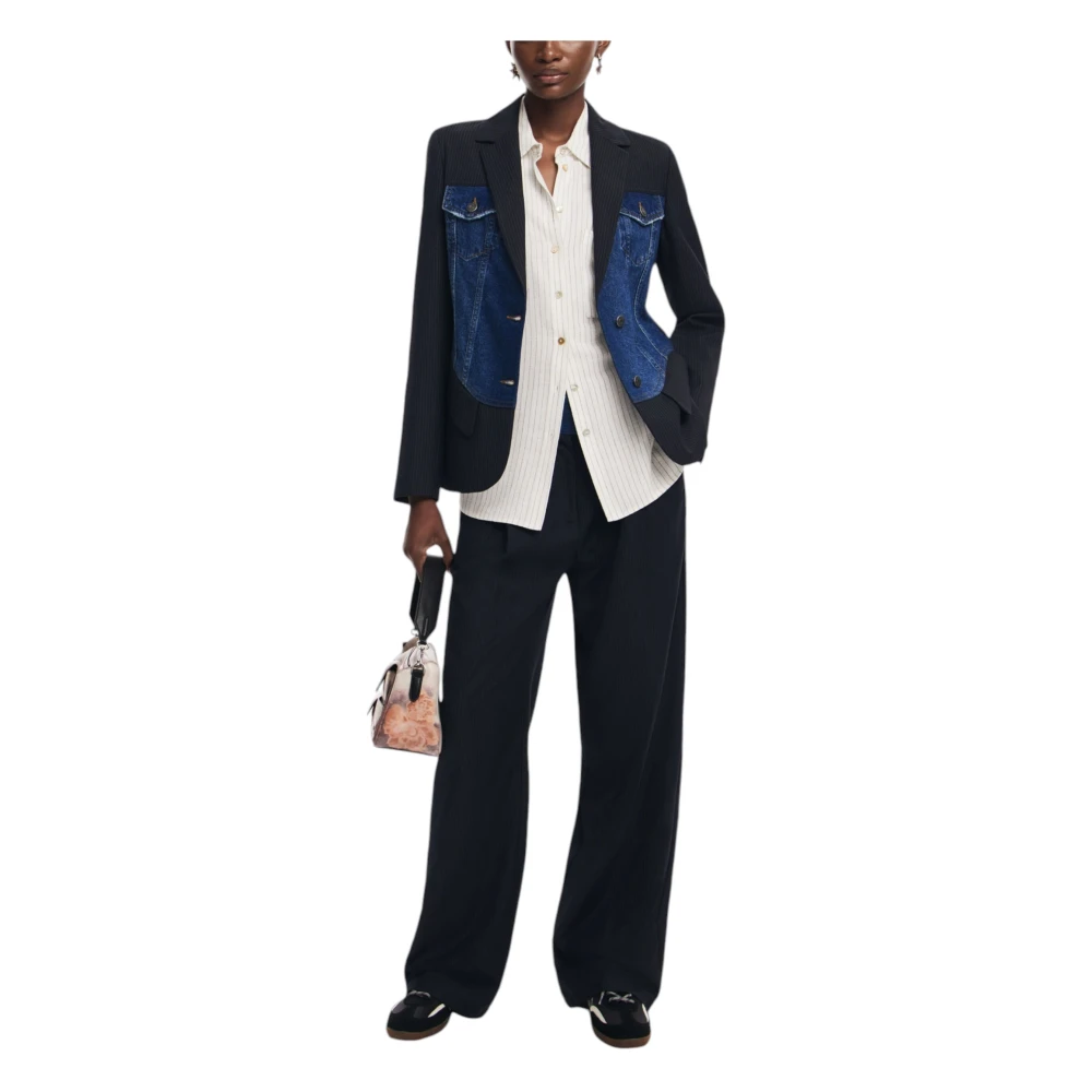 Desigual Zwarte Geknoopte Blazer met Voorzakken Black Dames