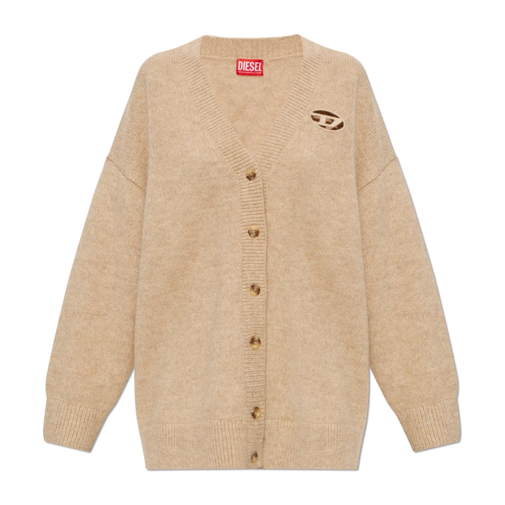 Diesel Kvinno Beige Stickade Tröjor Dam, 2XS, Cardigan M-Areela