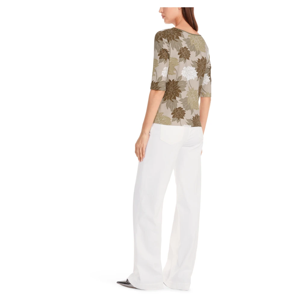 Marc Cain Bloemen Rib T-shirt Multicolor Dames